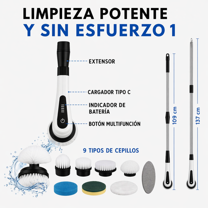 Cepillo Eléctrico Giratorio PRO + 9 REGALOS GRATIS – Limpieza Profunda Sin Esfuerzo.